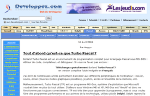 Capture d'écran du site Turbo Pascal