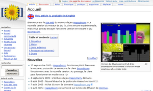 Capture d'écran de happyboom.org le 18 octobre 2005